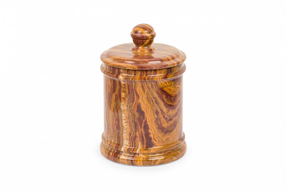 Victorian style brown lidded agateware jar