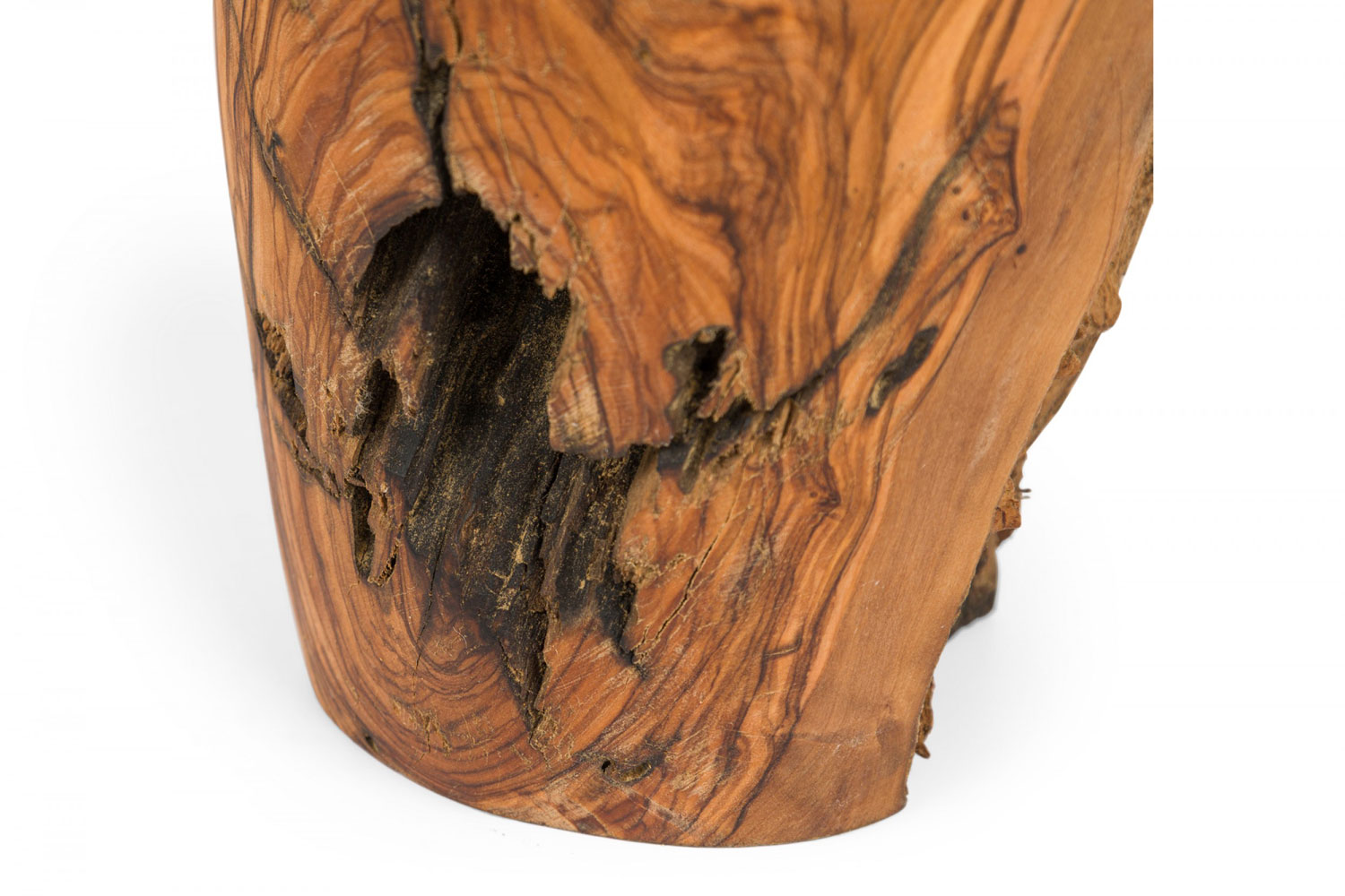 Contemporary rustic turned wood floor vase