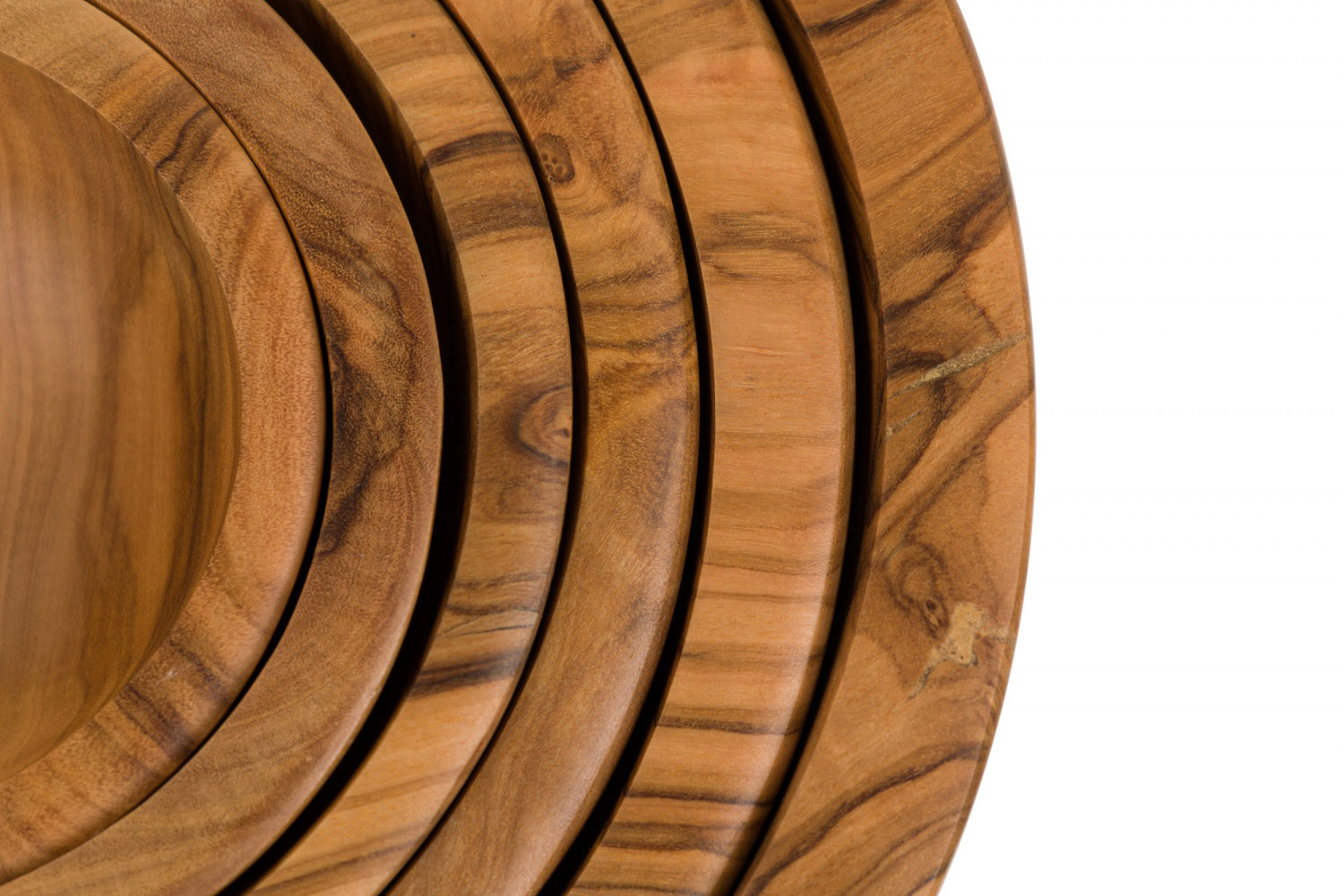 Contemporary rustic style olive wood nesting bowl set