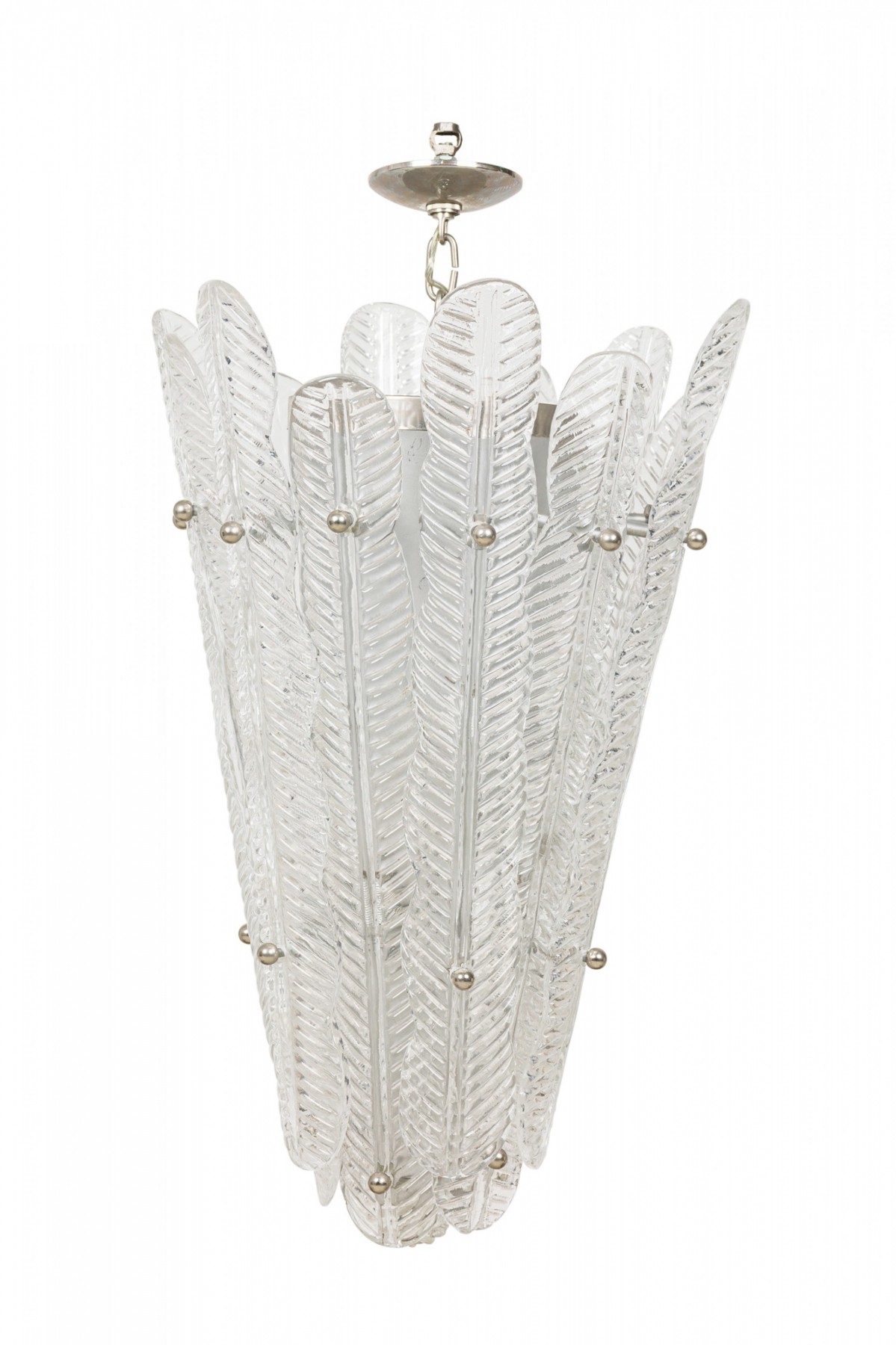 Murano italian mid century glass and silver metal pendant chandelier