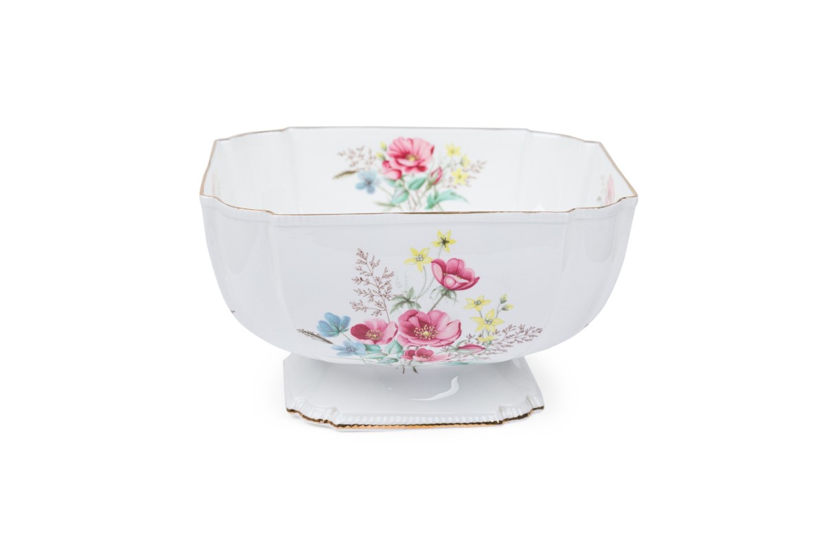 Aynsley mid century english bone china centerpiece bowl with floral decoration