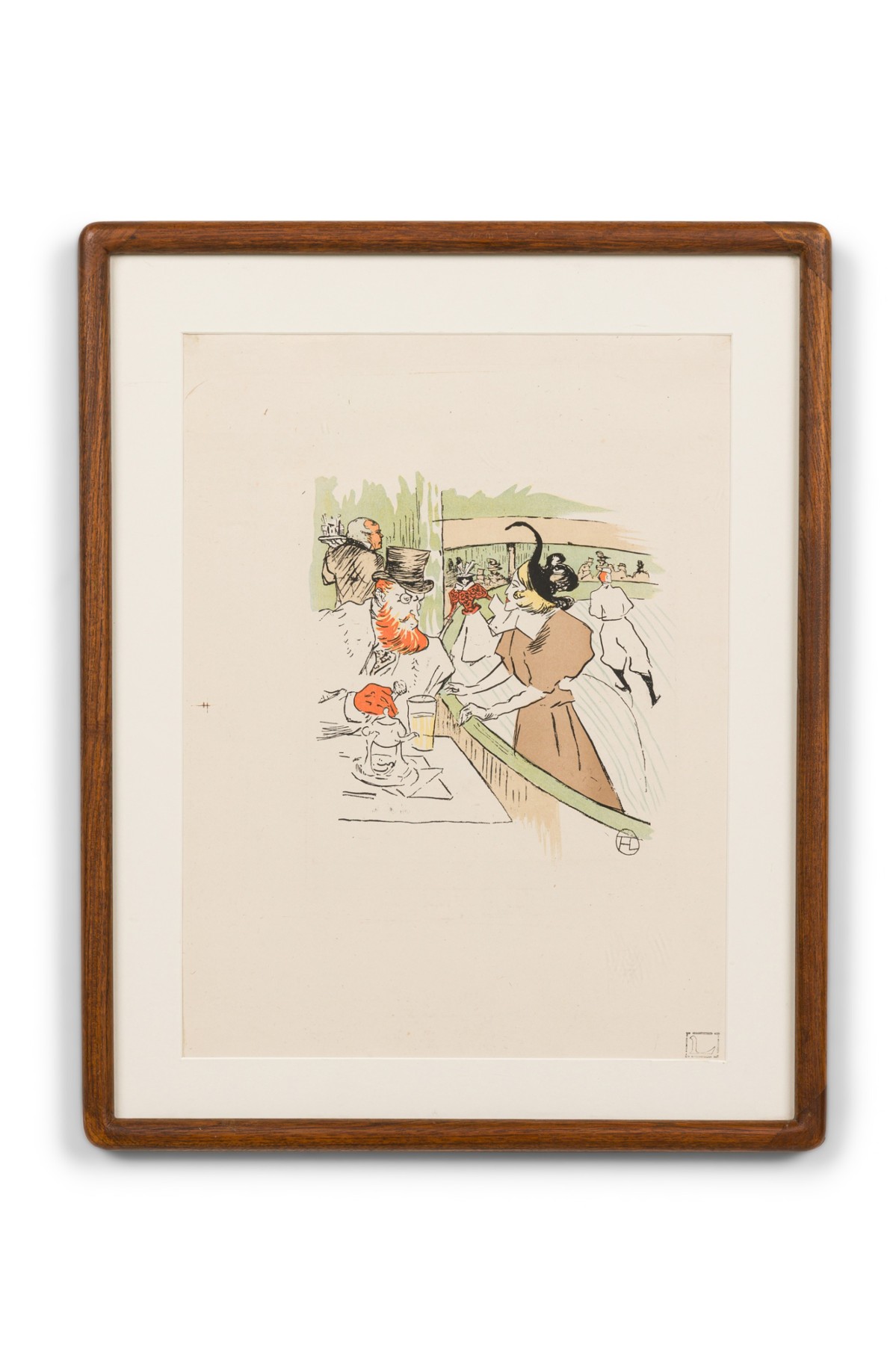 French victorian lithograph of a man and women skating