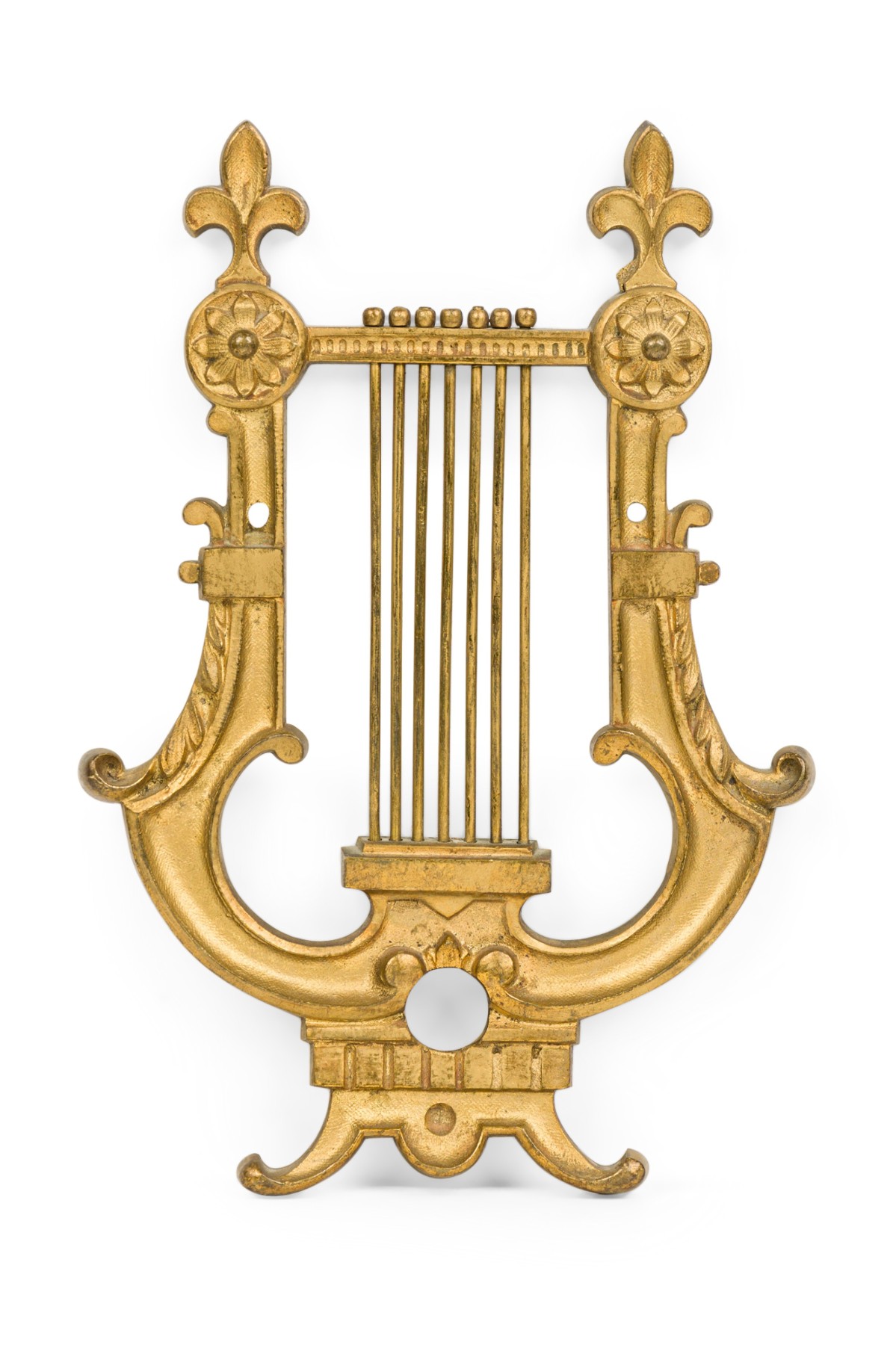 American contemporary brass lyre desk accessory 