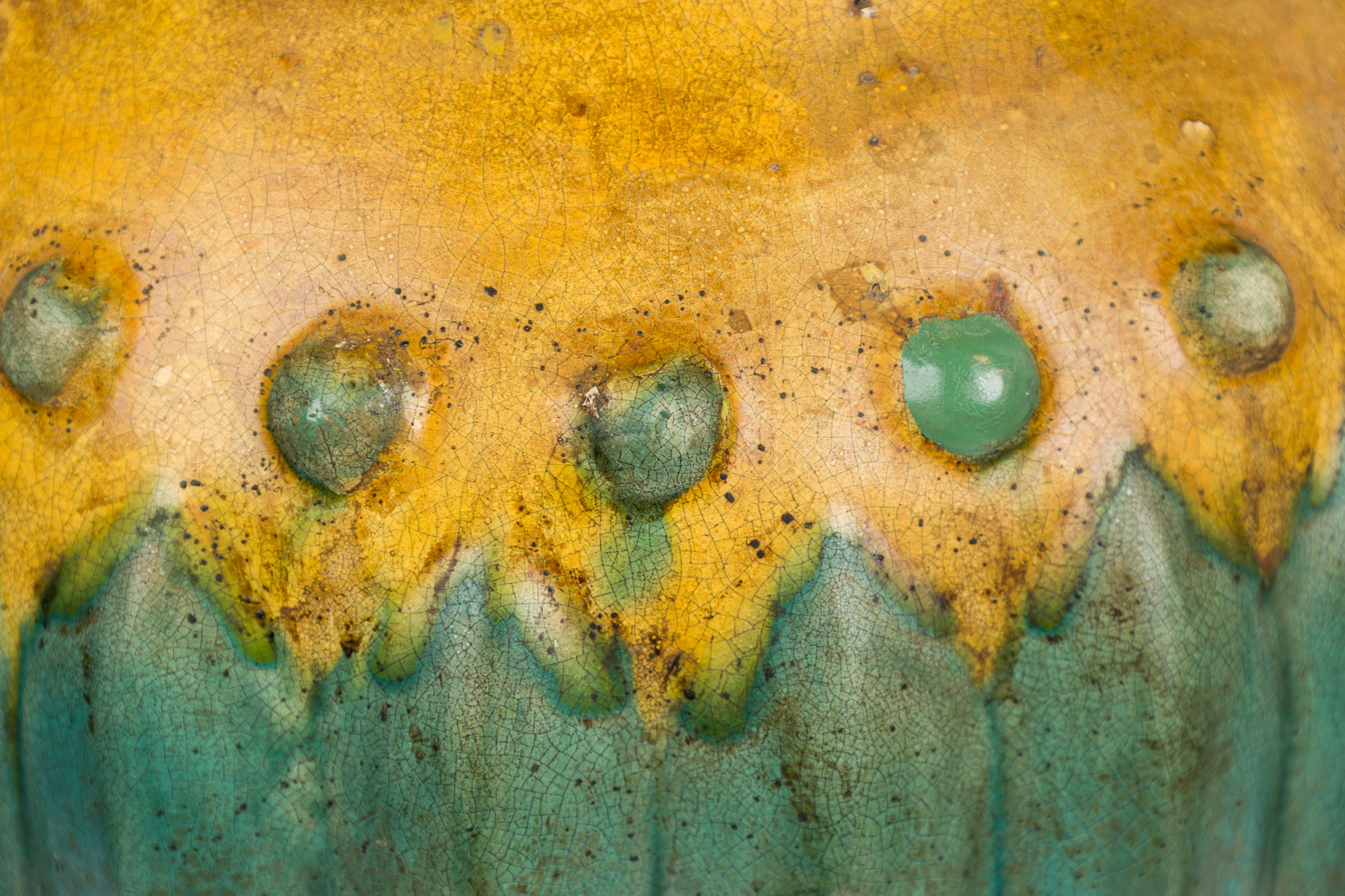 English contemporary large yellow and blue vase