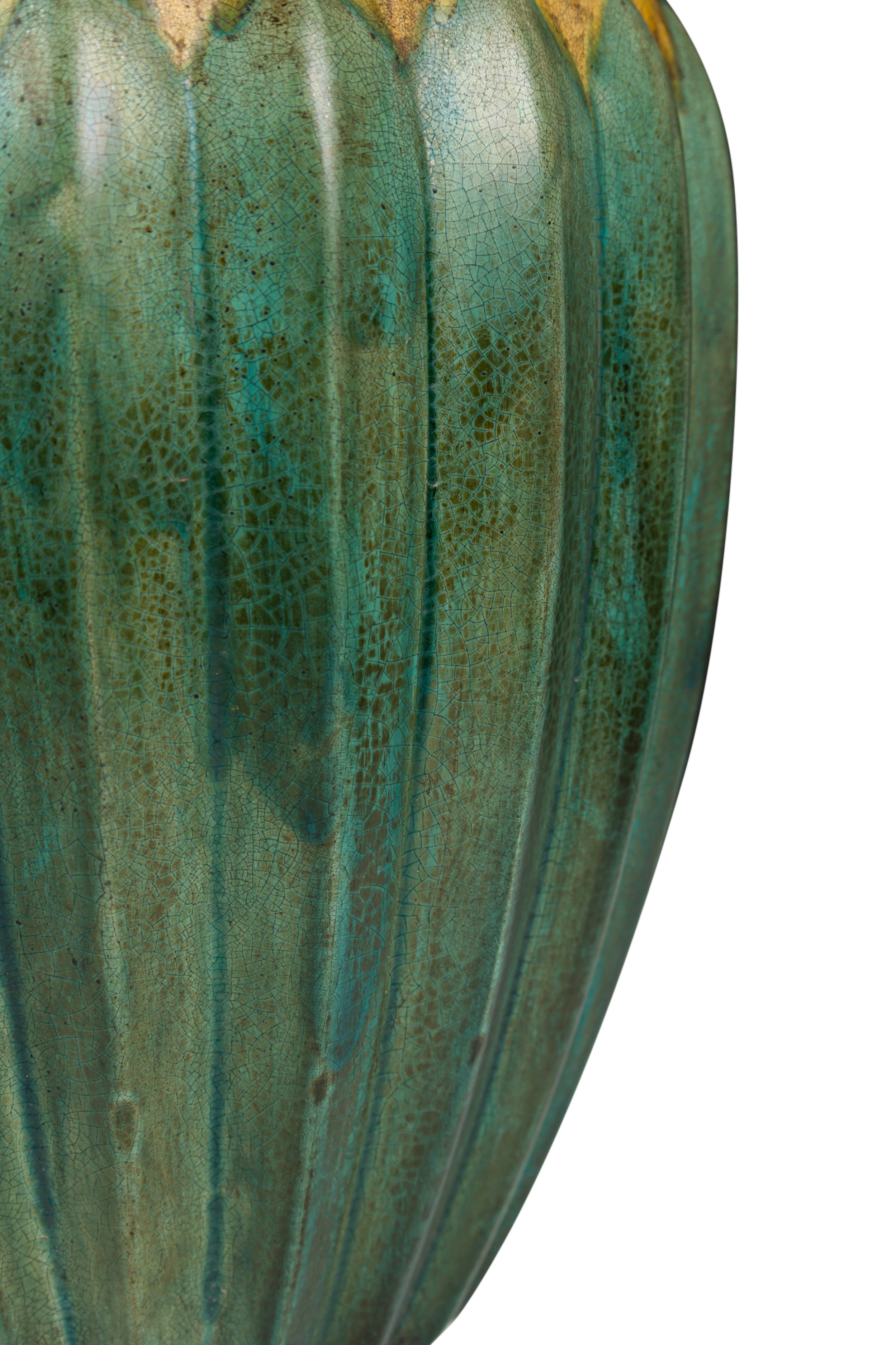 English contemporary large yellow and blue vase