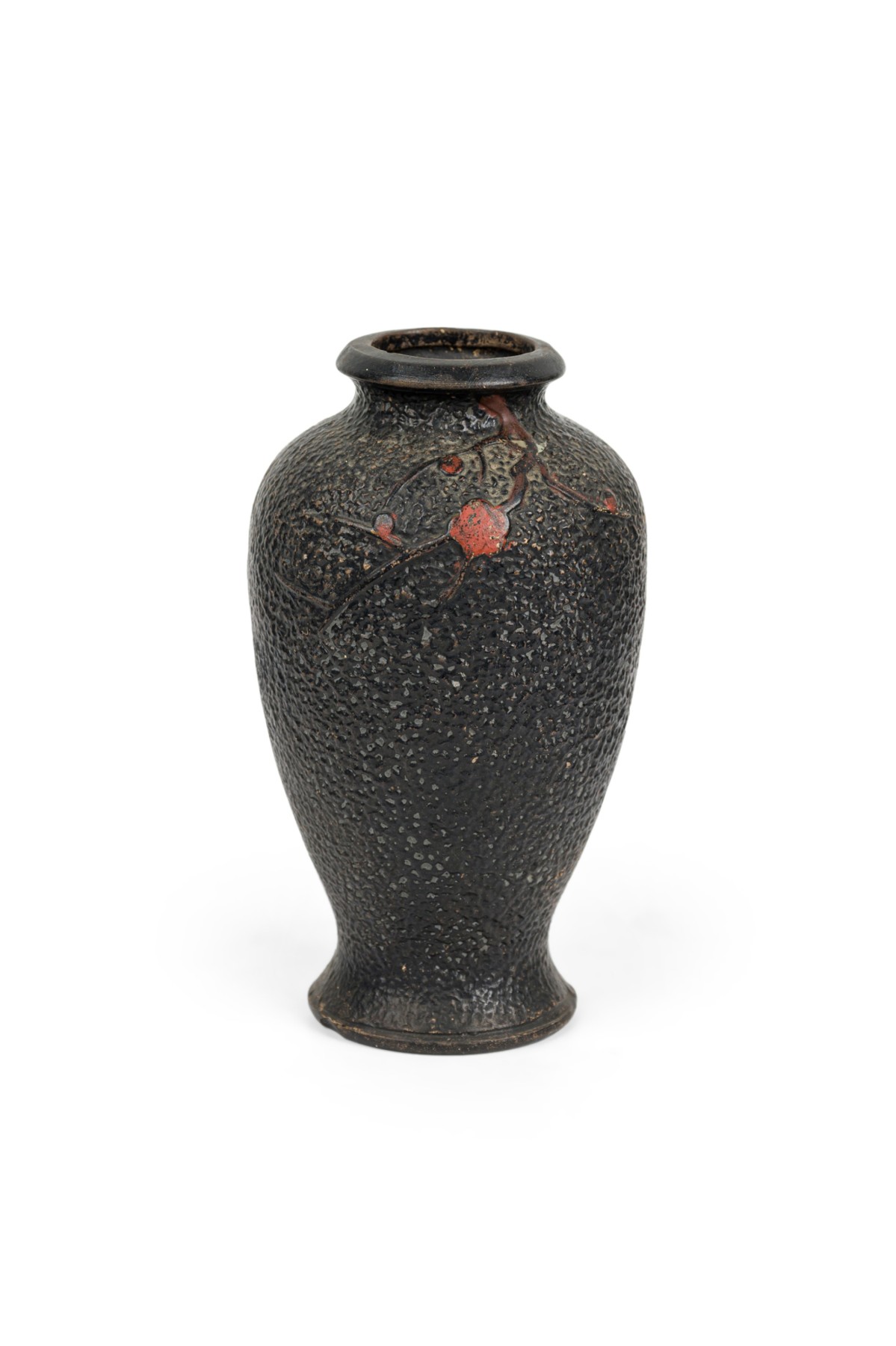 Mid Century textured urn with a bird sitting on a branch 