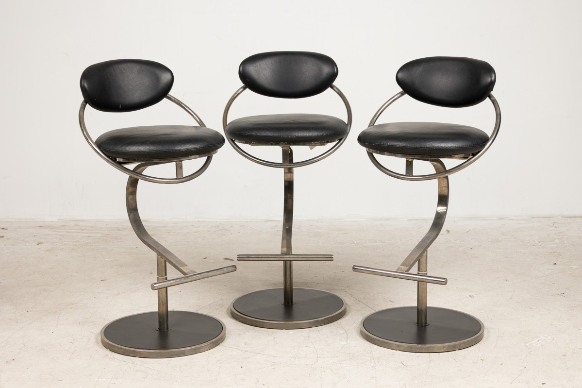Chrome and leather barstools
