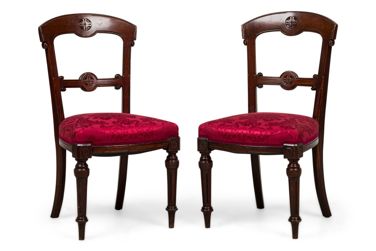 American victorian red upholstered side chairs