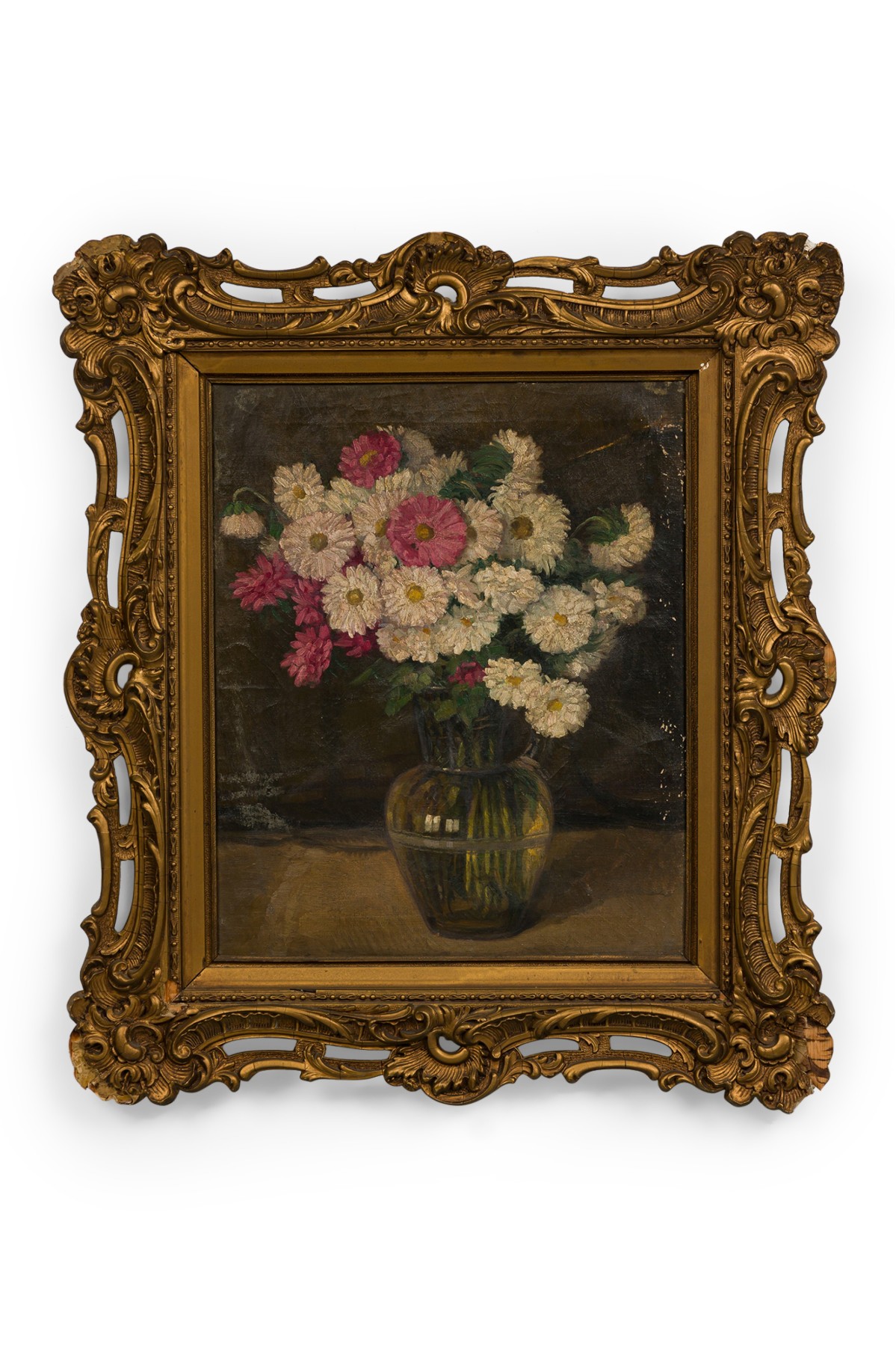 French victorian floral still lige painting