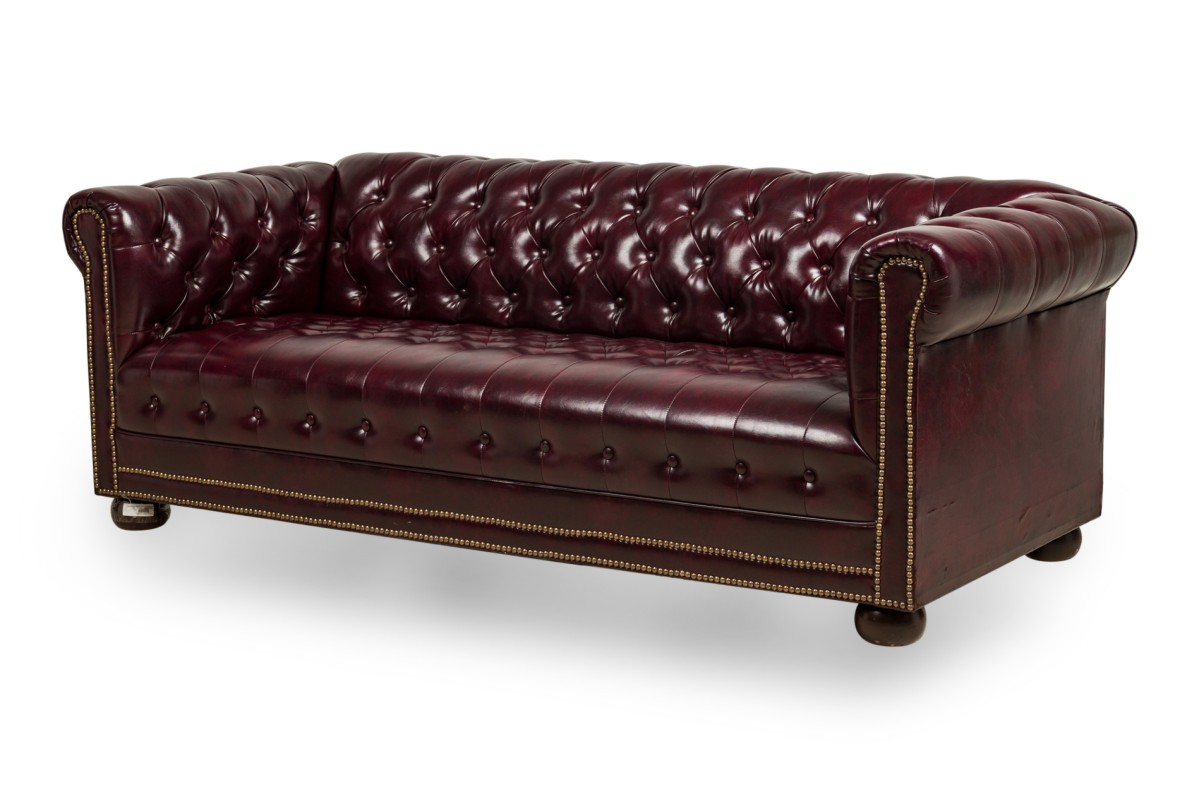 English victorian oxblood tufted chesterfield sofa