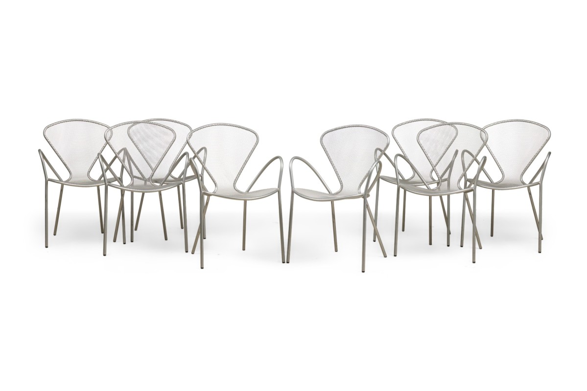American contemporary steel mesh stacking chairs
