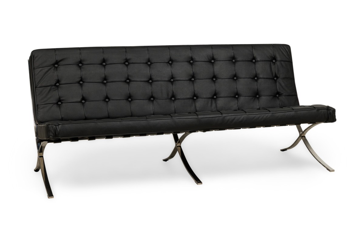 Knoll american contemporary barcelona black leather sofa
