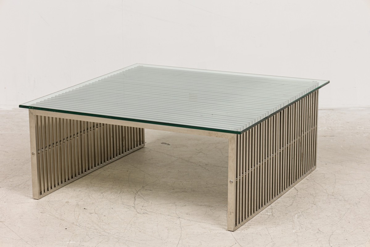 American contemporary steel glass top coffee table