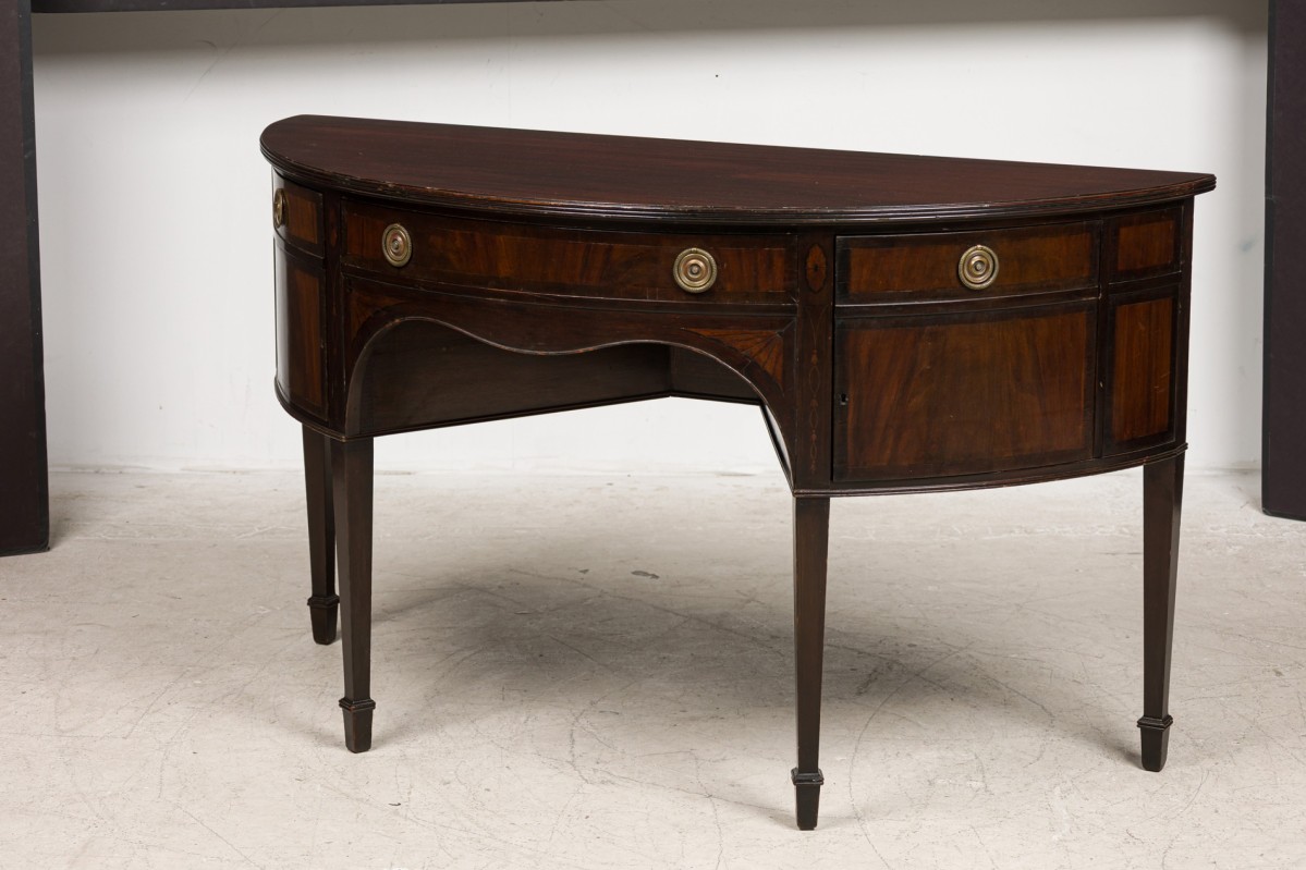 American federal style mahogany demilune credenza