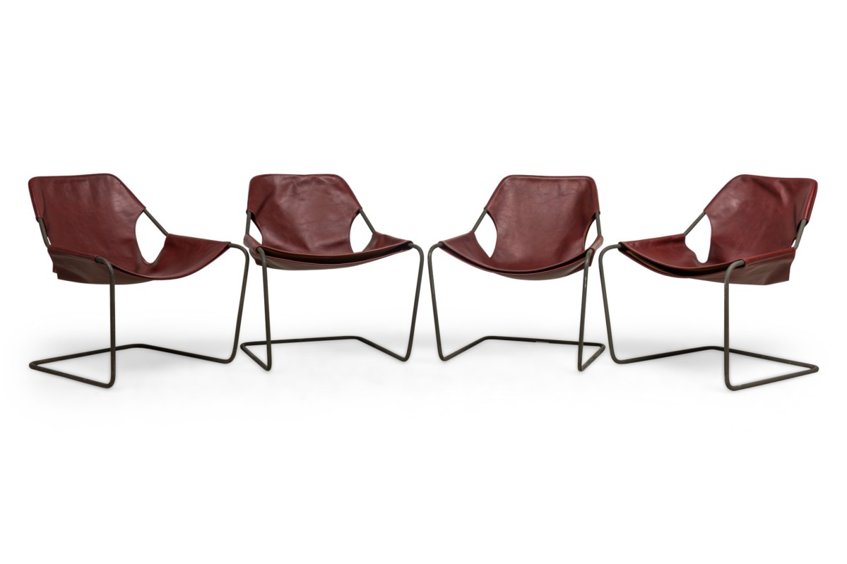 French mid century paulistano cognac leather lounge chairs