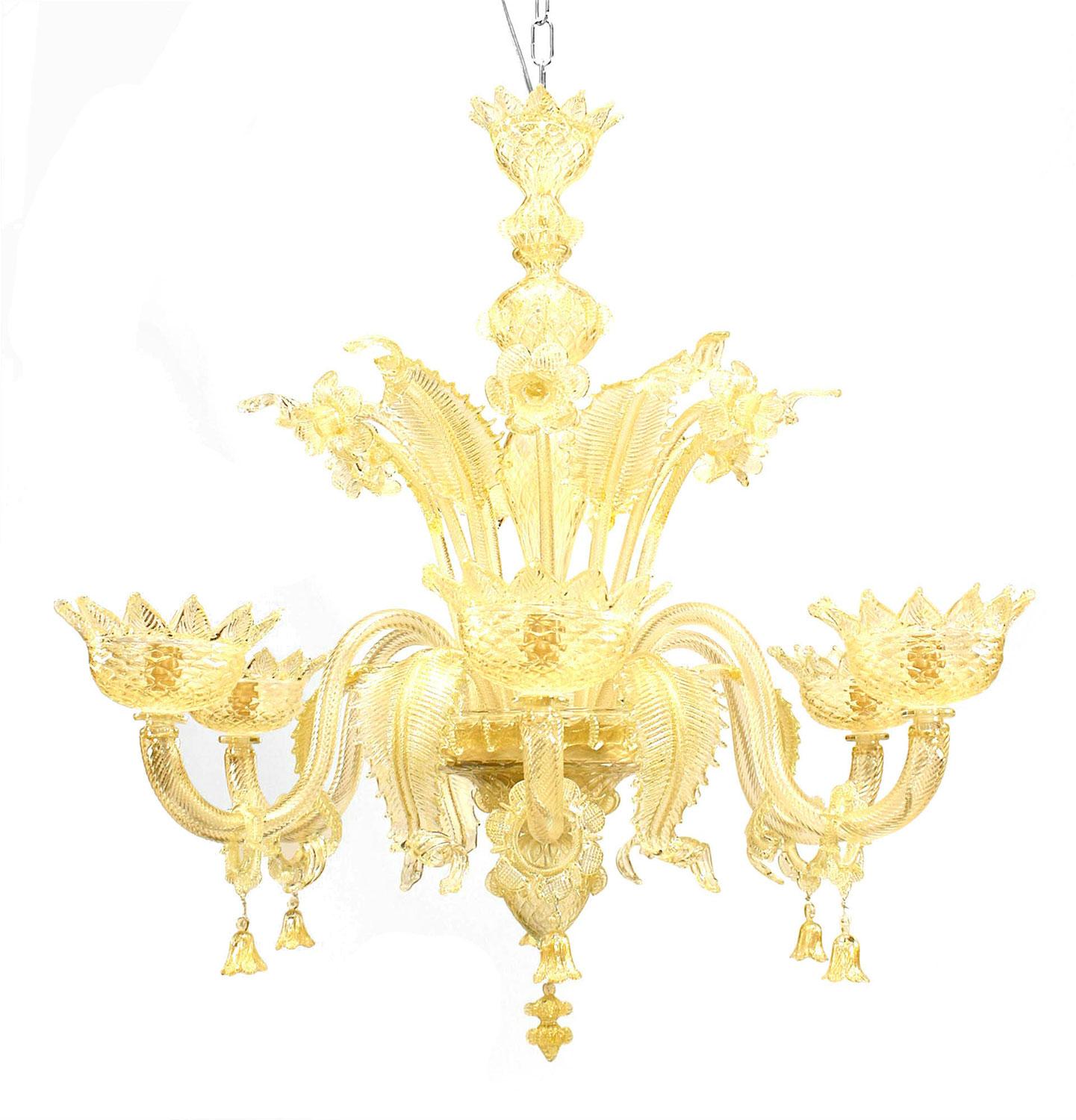 Italian venetian murano gold dusted glass chandelier 3