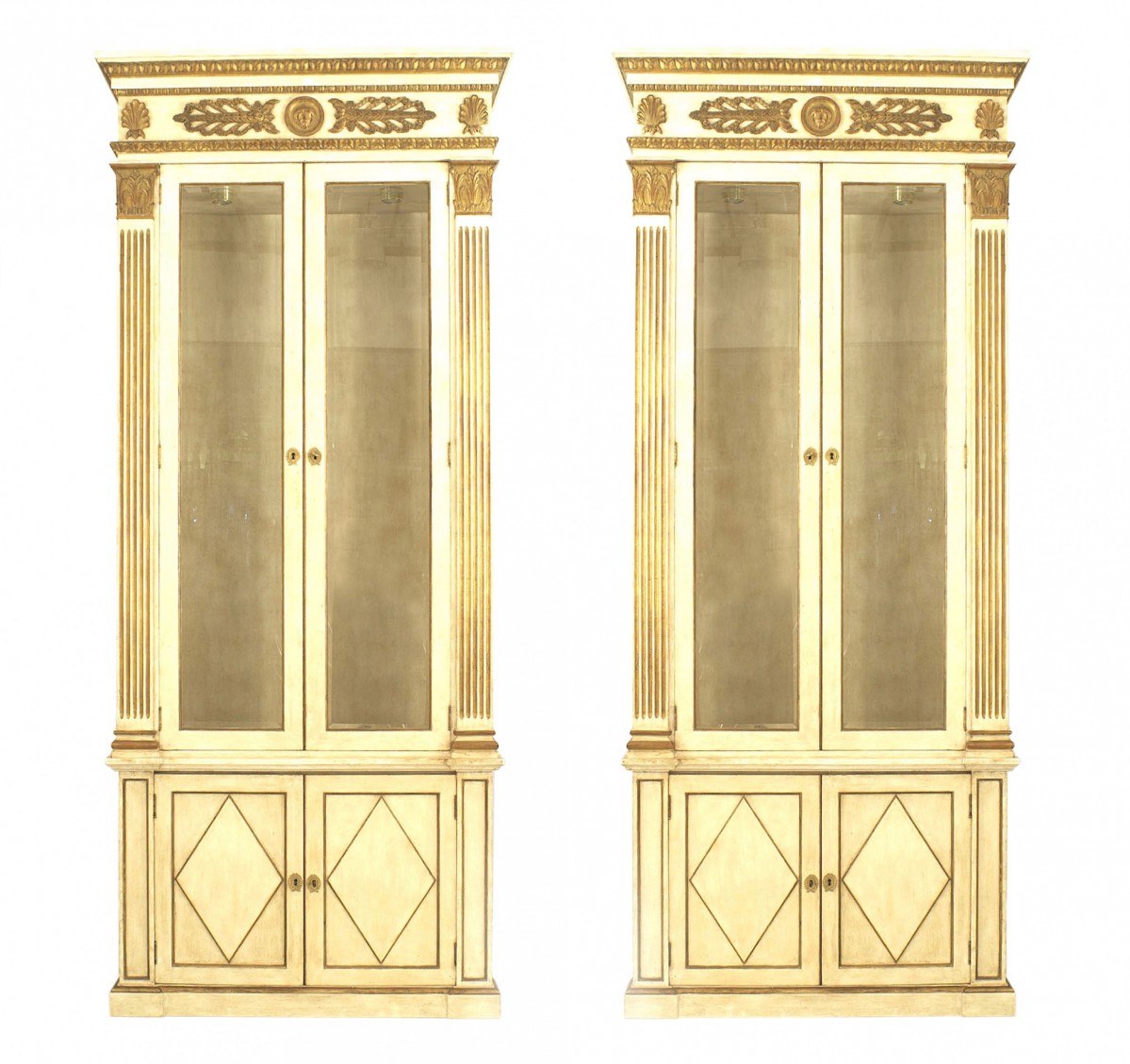 French regency painted bookcases