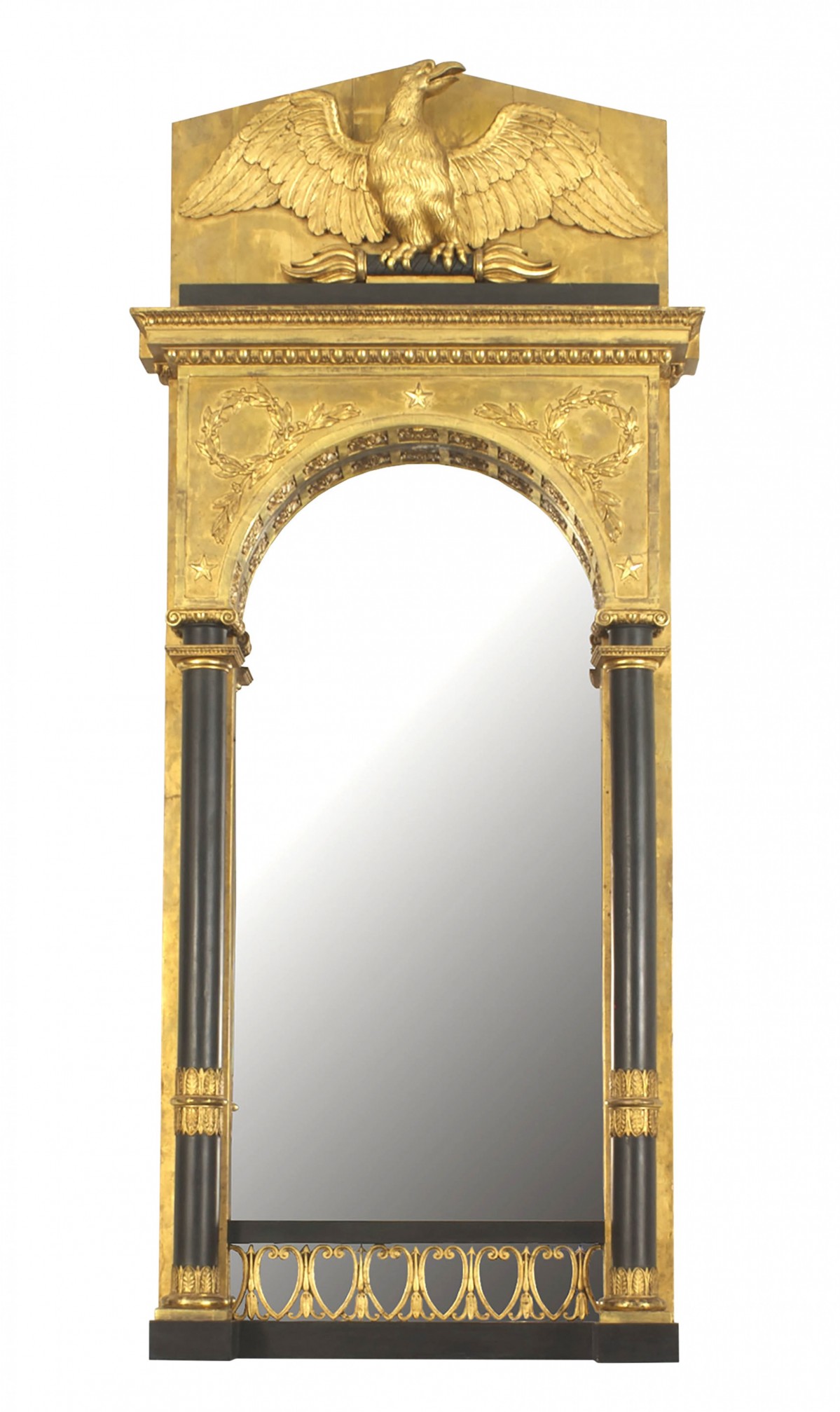 Continental swedish empire gilt and ebonized wall mirror 1