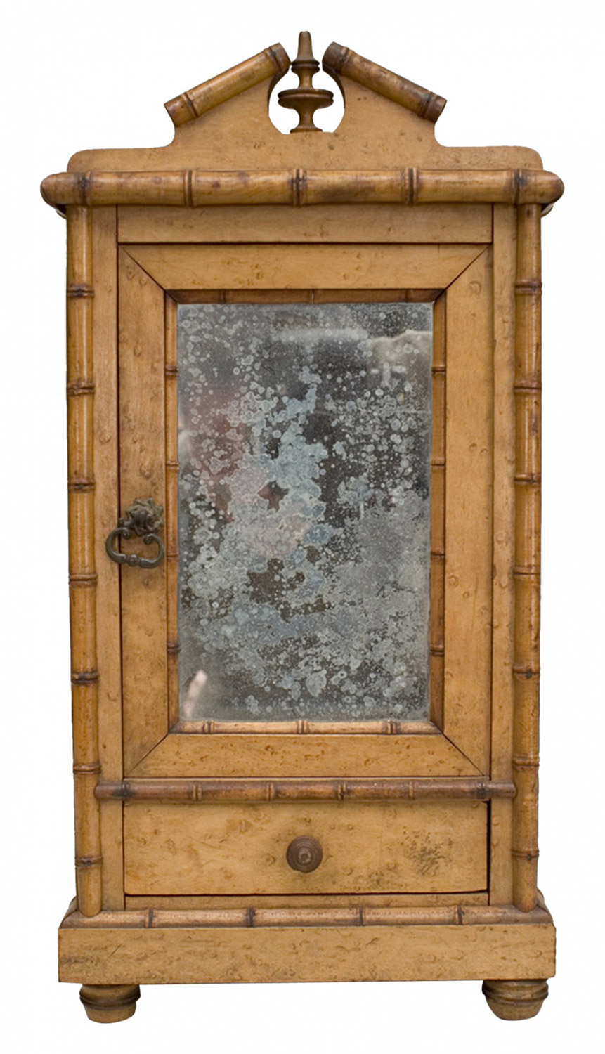 French faux bamboo miniature armoire