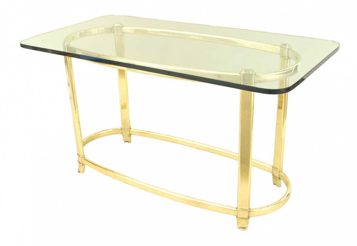 American art deco brass and glass dining table