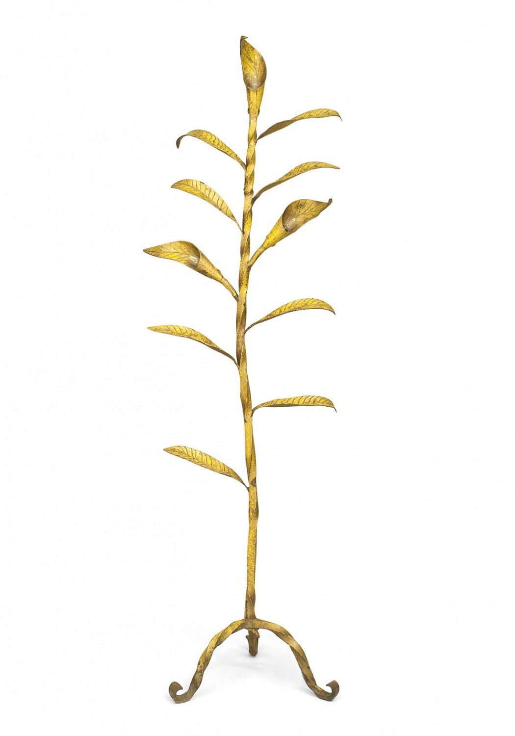 American rustic country painted metal leaf floor lamp