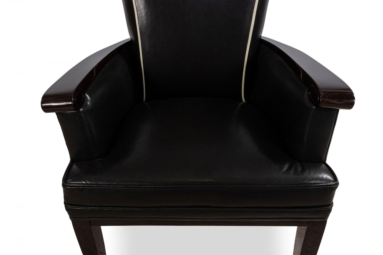 French mid century leather arm chairs