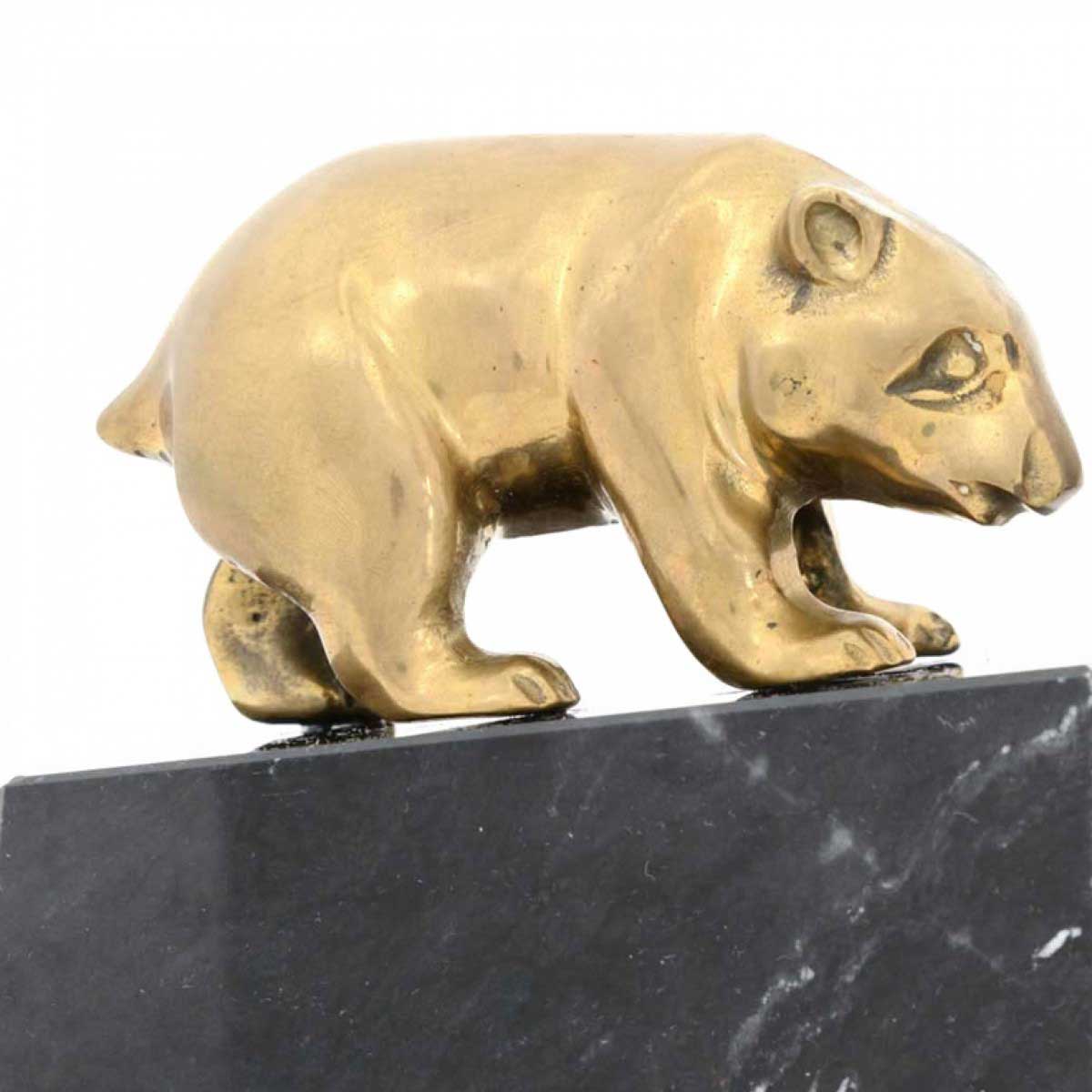 Pair of art deco brass bull and bear bookends