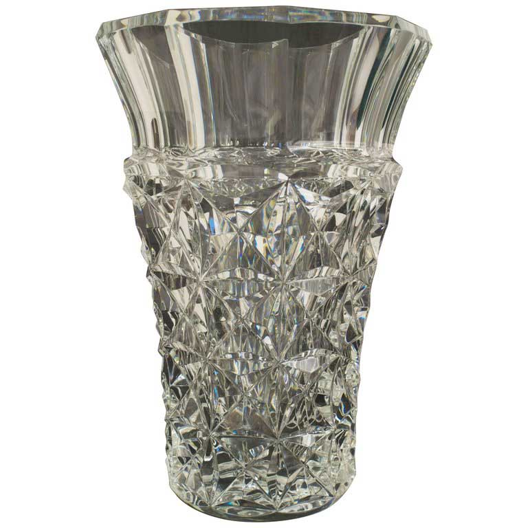 French mid century baccarat cut crystal vase