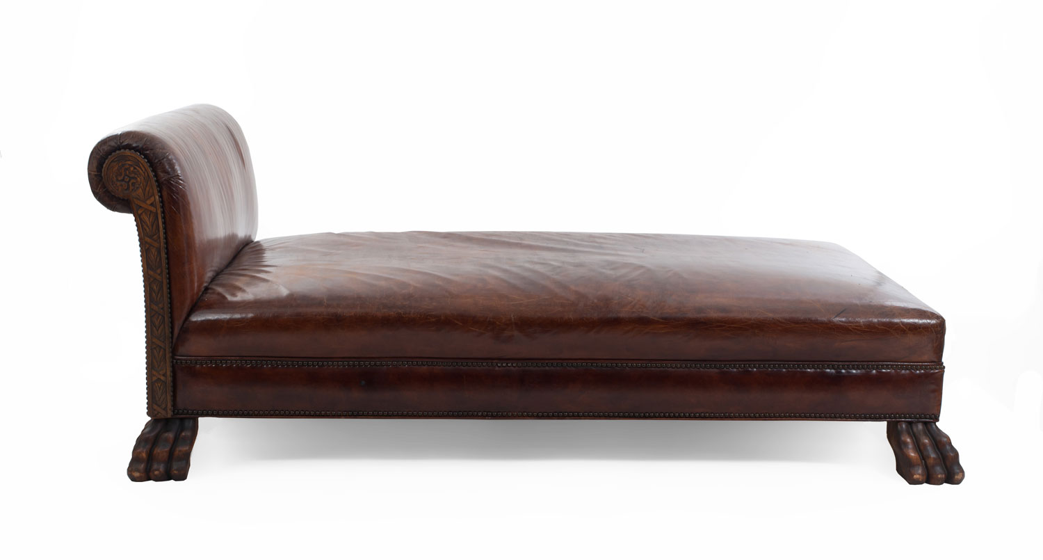 English style large leather chaise lounge 1