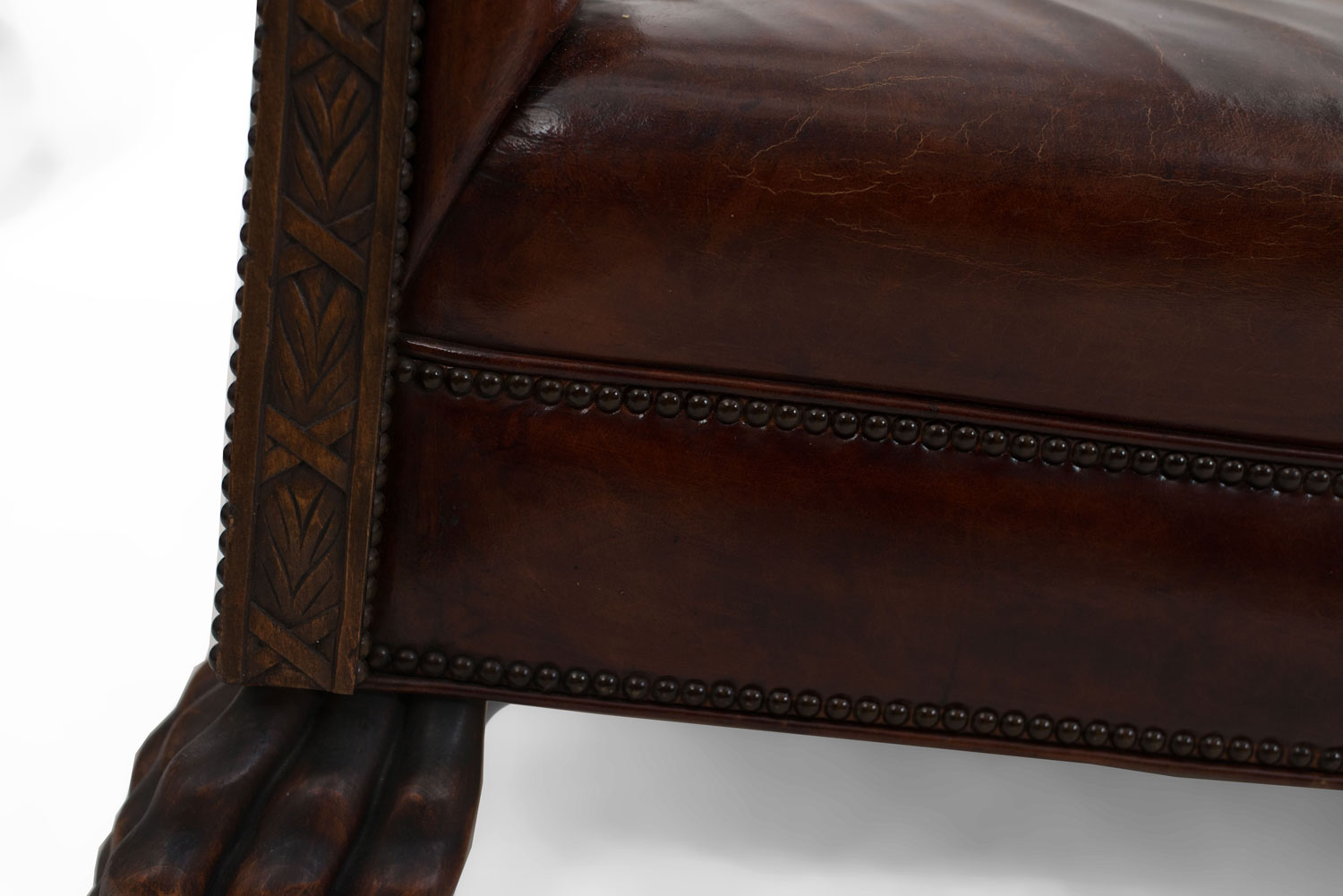 English style large leather chaise lounge 1