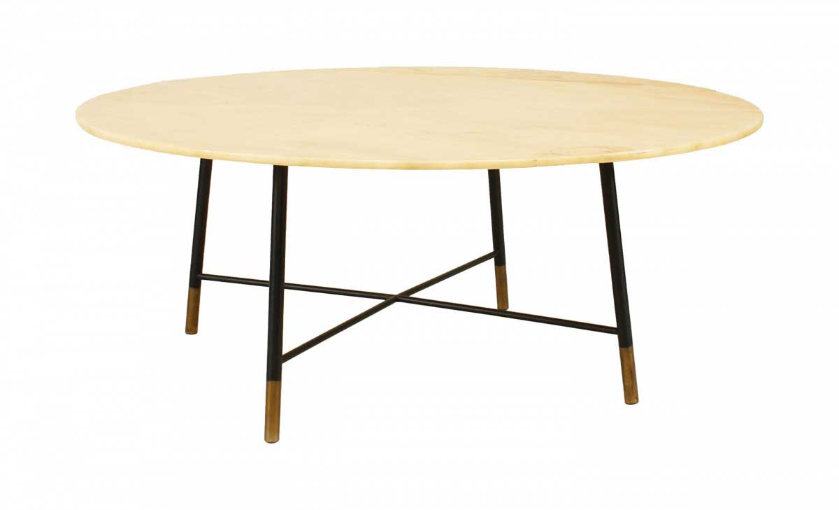 Italian mid century yellow marble coffee table