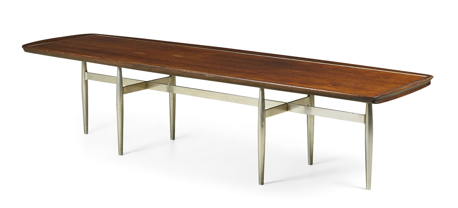 Donald Deskey for Charak Modern American Mid Century Rosewood Surfboard Cocktail Coffee Table