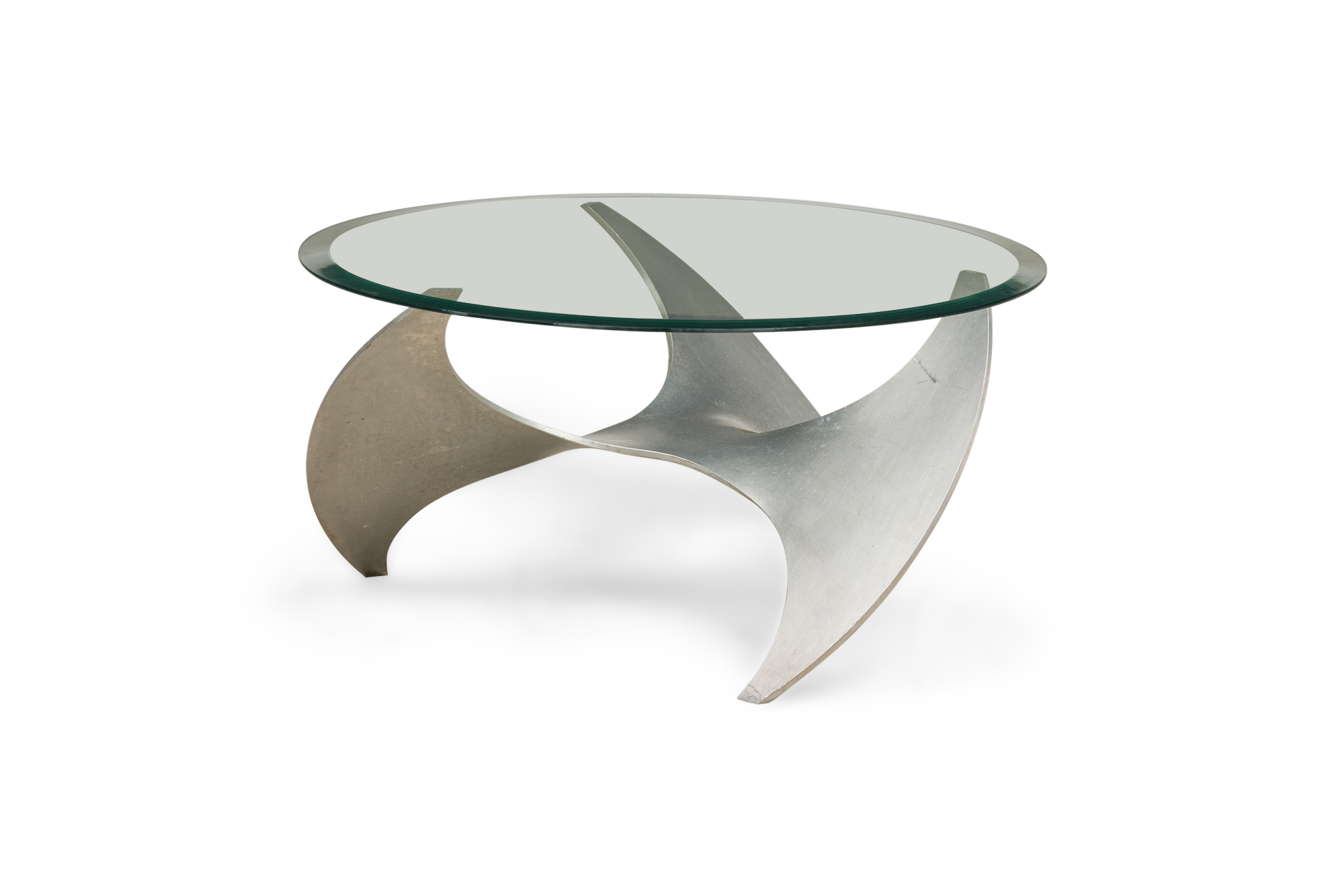 Knut Hesterberg German Mid Century Die Cut Aluminum Propeller Coffee Table Base