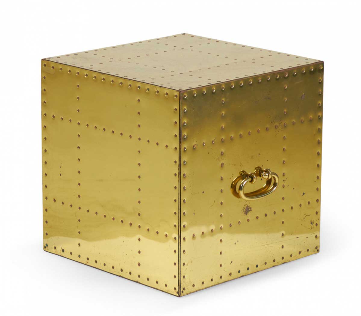 Sarreid Ltd Spanish High Style Brass Studded Cube Occasional Table 2