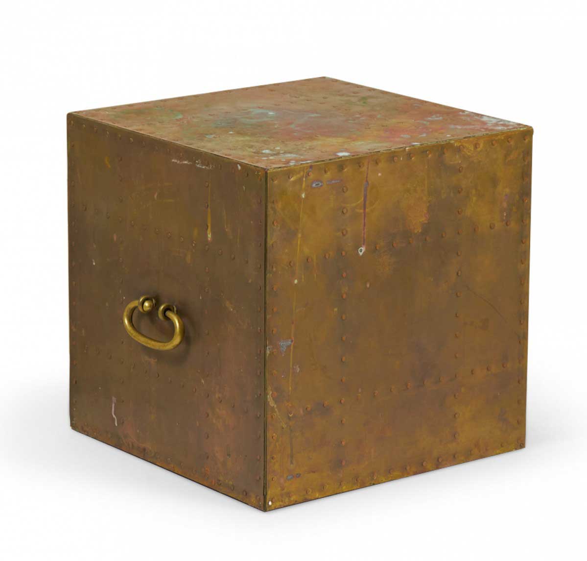 Sarreid Ltd Spanish High Style Brass Studded Cube Occasional Table 4