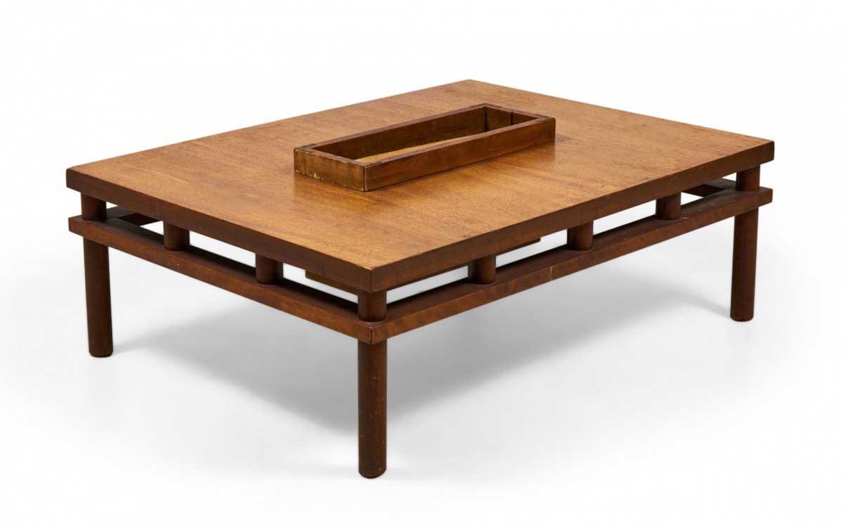 TH Robsjohn Gibbings for Widdicomb American Mid Century Walnut Cocktail Coffee Table with Magazine Box