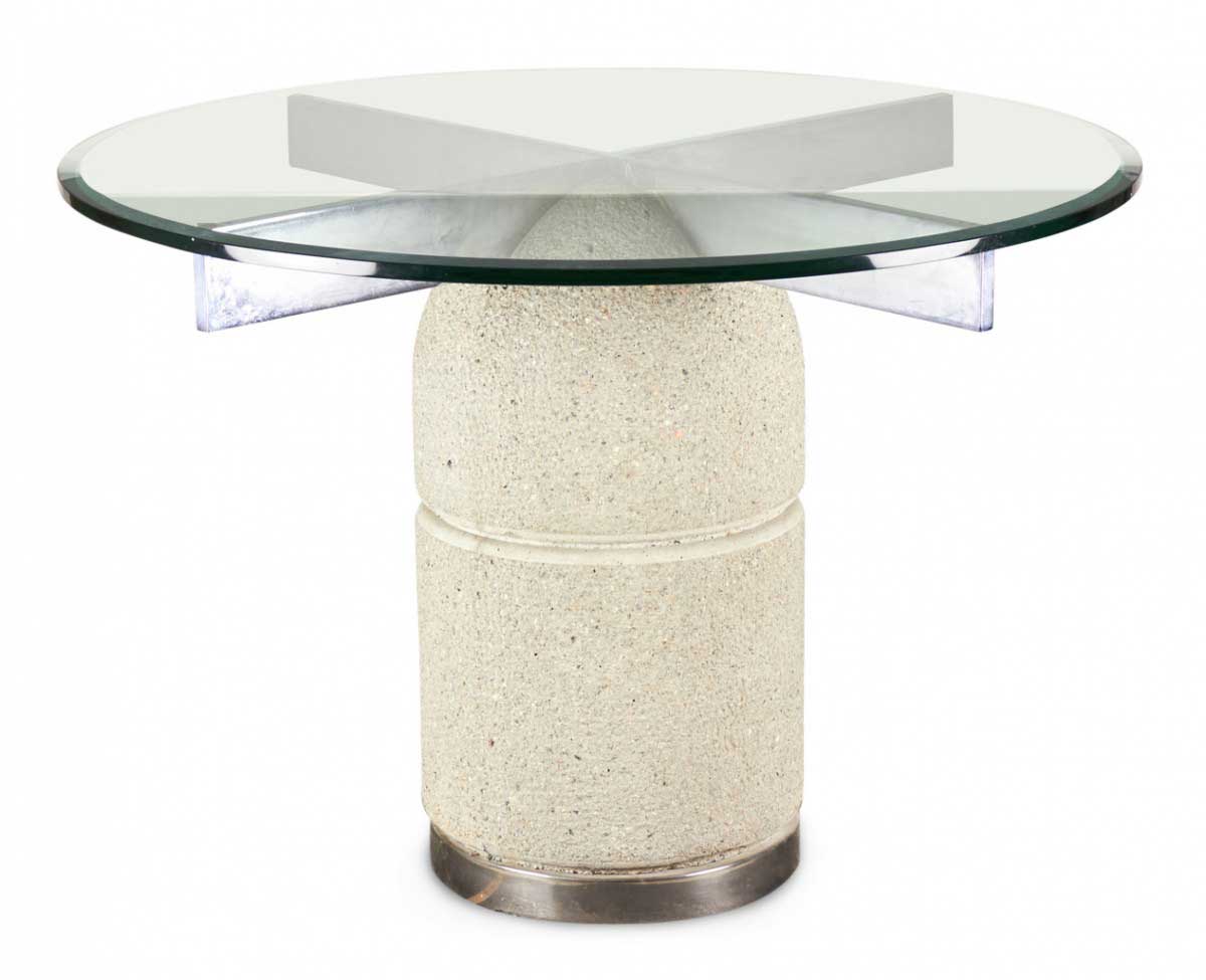 Giovanni Offredi for Saporiti Italian Paracarro Texture Concrete and Glass Dining Table