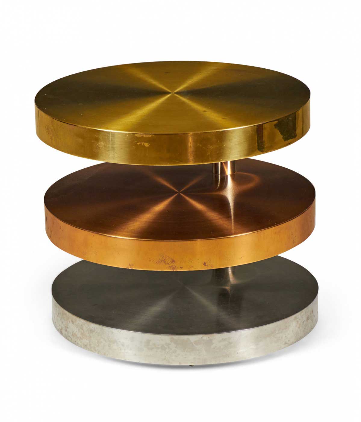 Lorin Marsh American High Style Mixed Metals Rolling Swiveling Cocktail Coffee Table 1