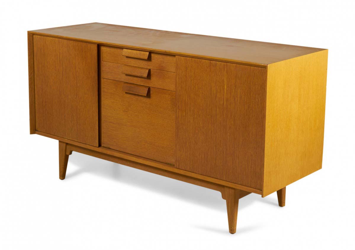 Jens Risom American Mid Century Blond Oak Sideboard Server