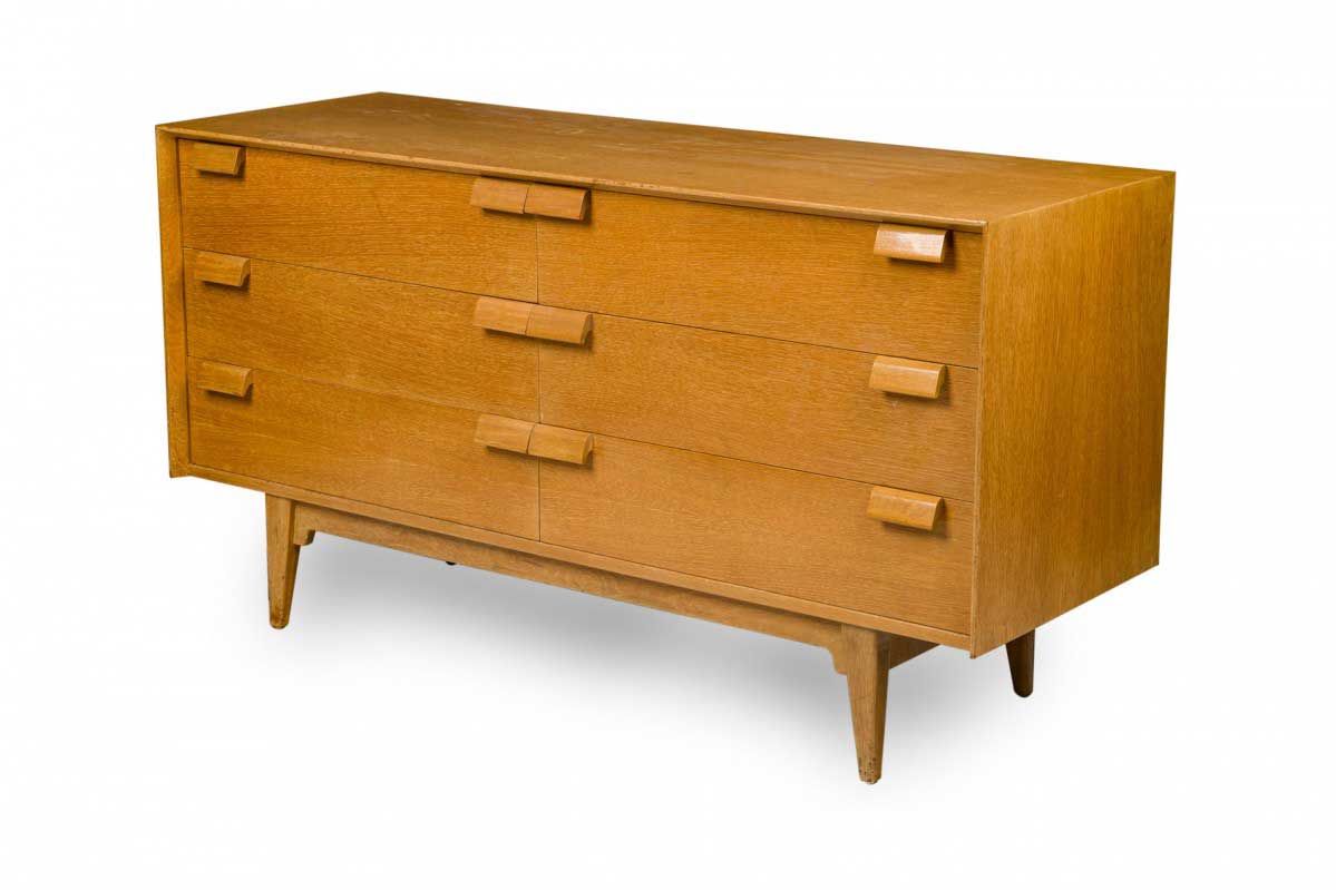 Jens Risom Danish Mid Century Blond Oak 6 Drawer Dresser 1