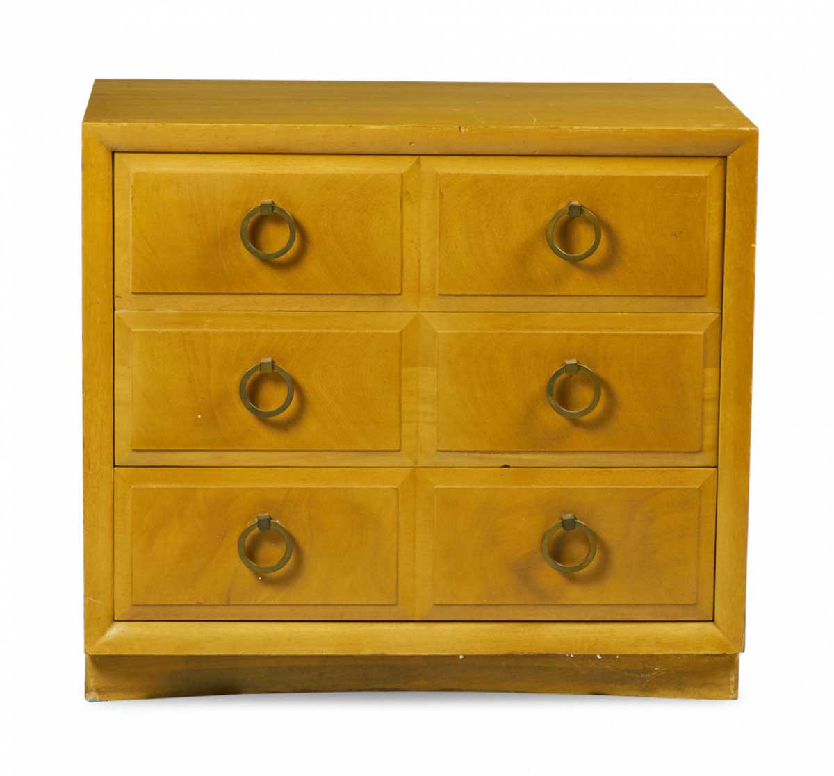TH Robsjohn Gibbings for Widdicomb Modern Mid Century Maple and Brass Three Drawer Chest