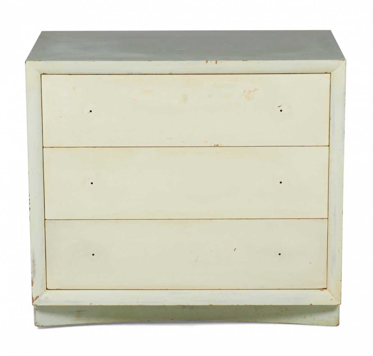 TH Robsjohn Gibbings for Widdicomb Modern Mid Century Gray Painted Wooden Three Drawer Chest