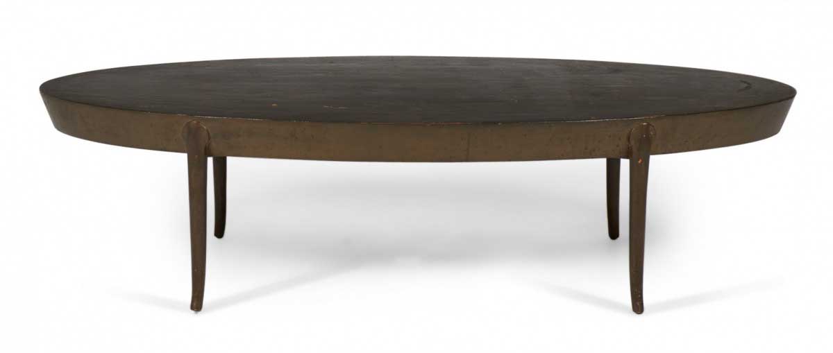 TH Robsjohn Gibbings American Mid Century Oval Wooden Cocktail Coffee Table