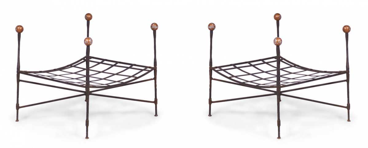 John Salterini American Mid Century Iron Outdoor Ottomans 1