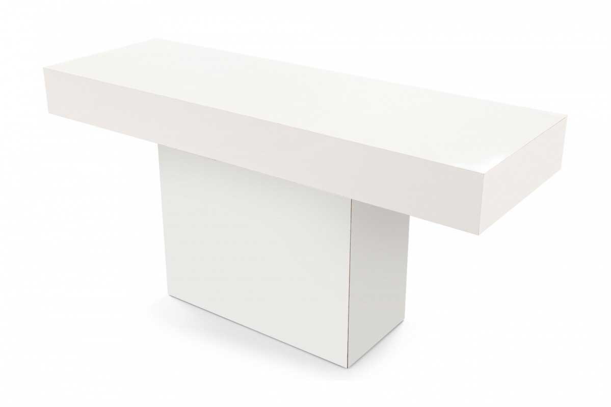 Milo Baughman for Directional American Mid Century White Laminate and Chrome Column Console Table