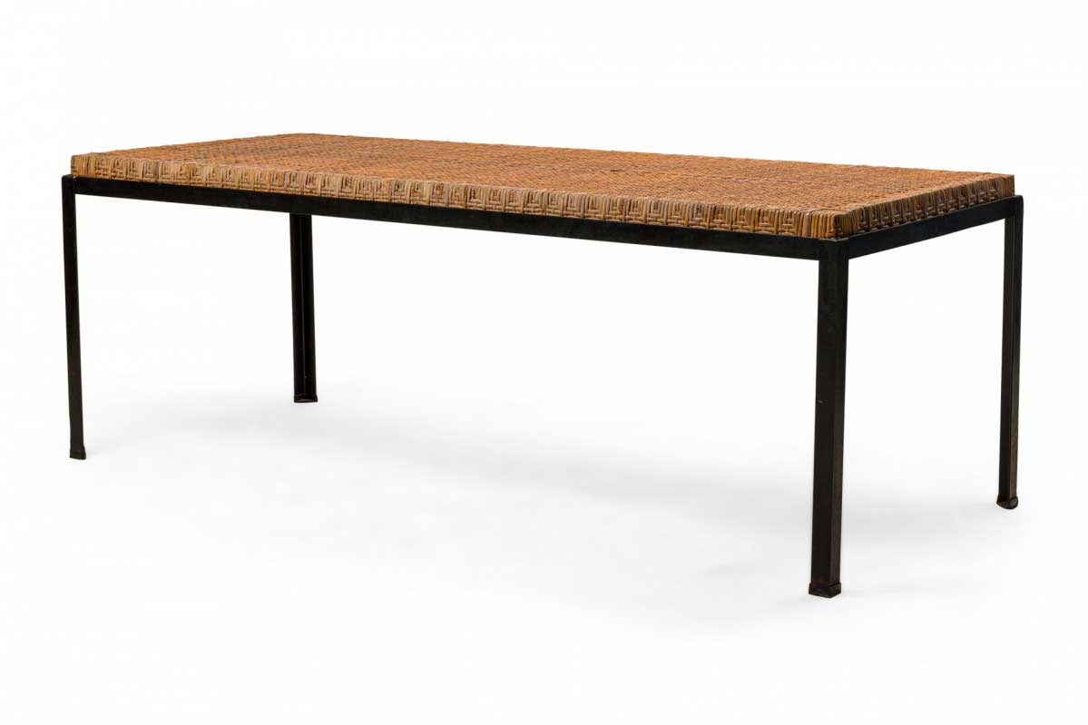 Danny Ho Fong Tropi Cali Osetsu Dai Woven Cane and Angle Iron Table