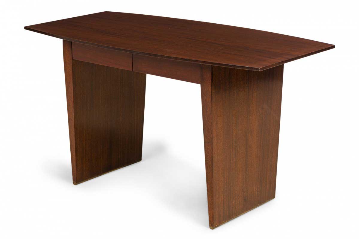 Harvey Probber American Mid Century Boat Top Polished Walnut Writing Desk