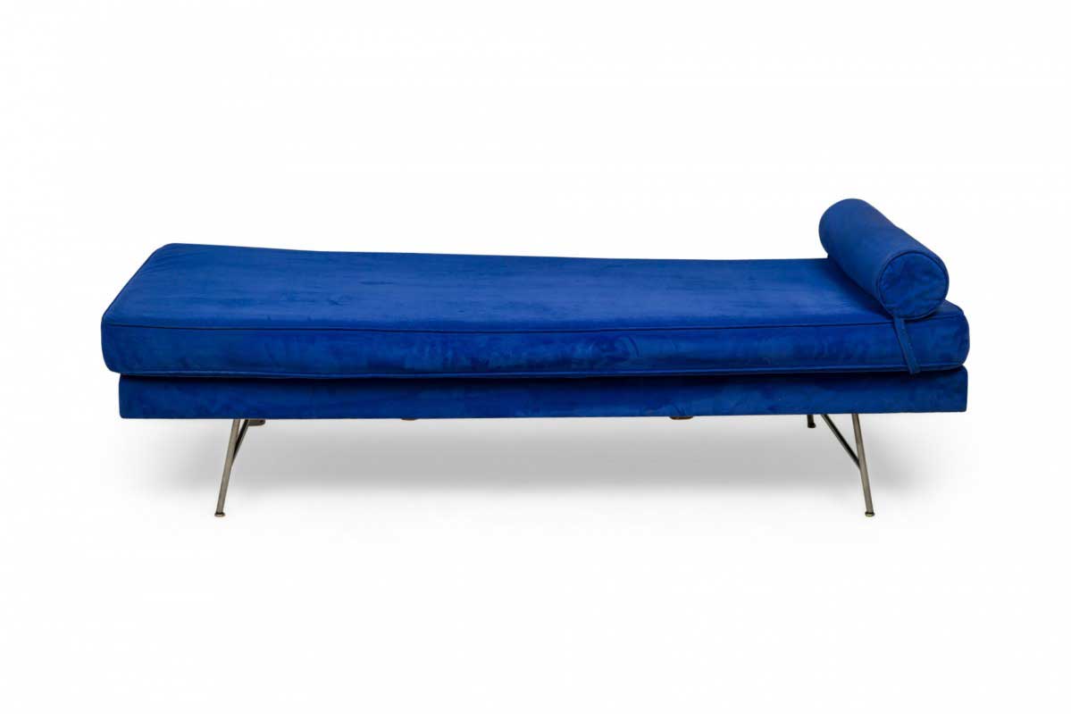 George Nelson for Herman Miller American Mid Century Blue Velour and Chrome Day Bed