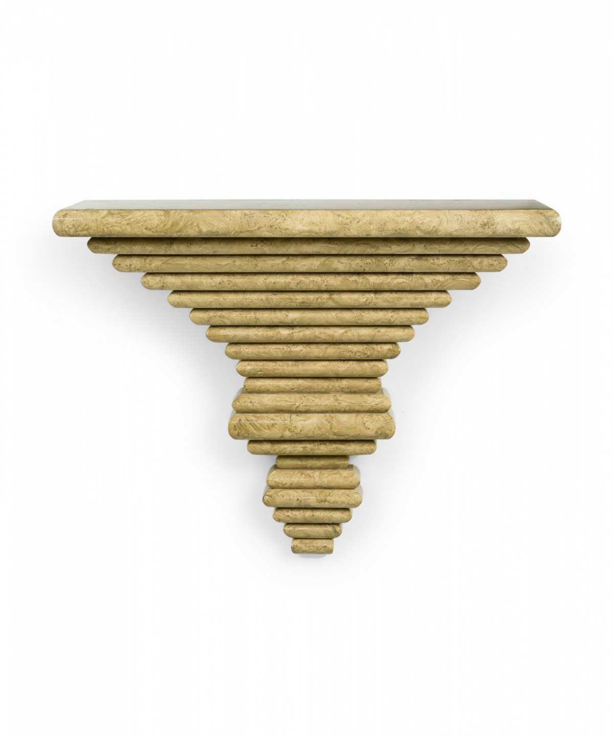 Italian Mid Century Tiered Beige Marbled Finish Wall Mounted Shelf Console