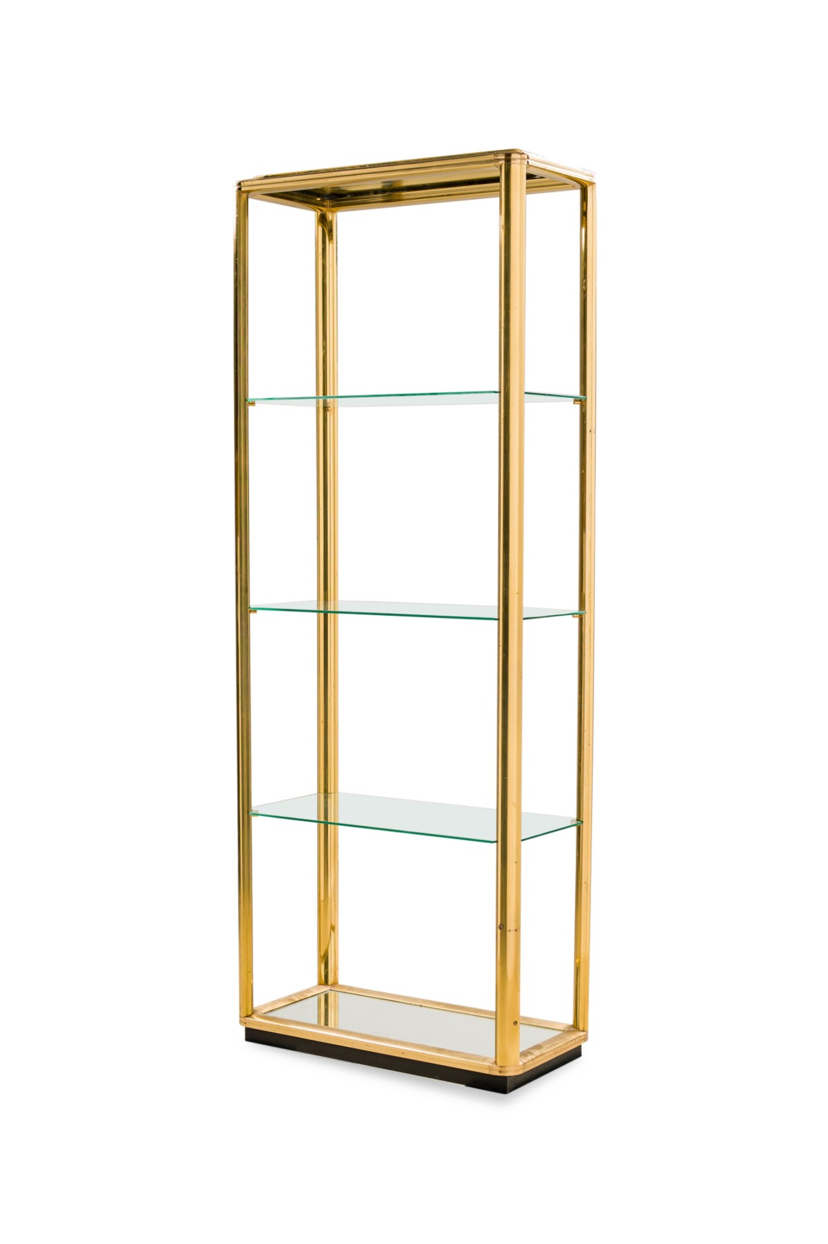 Solmet Italian Mid Century Four Shelf Brass Frame Etagere Bookshelf